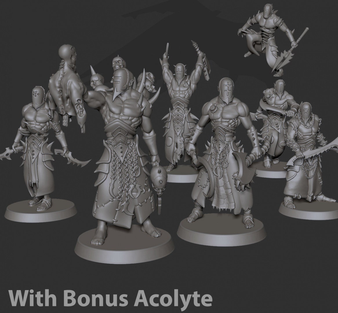 Wracked Warriors with Acolyte Leader – Cursed Elves by Edge Miniatures